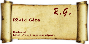 Rövid Géza névjegykártya